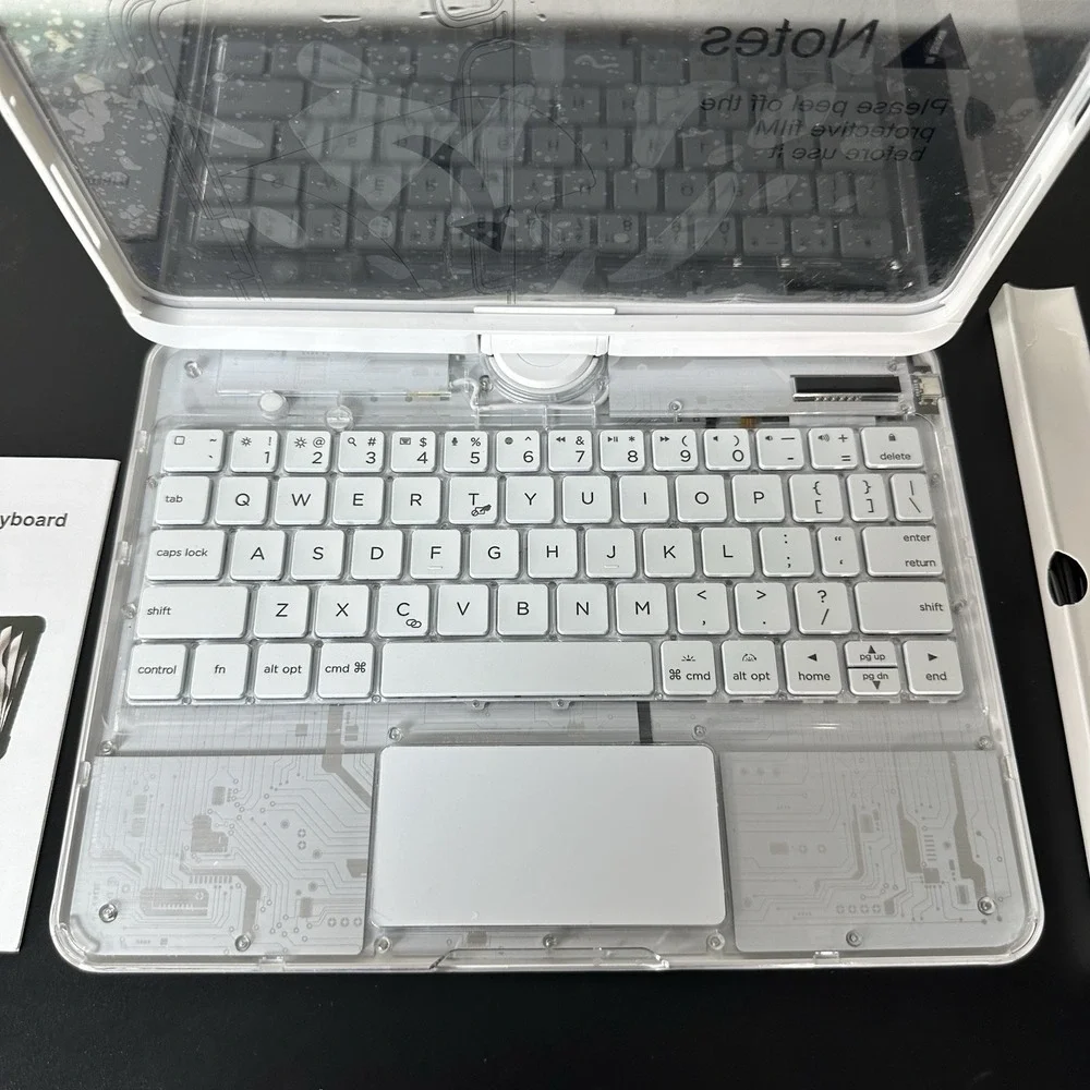 TSQQST Clear Keyboard Case iPad Pro 11 M4 M5 RGB Trackpad 360 Rotate White Cyber